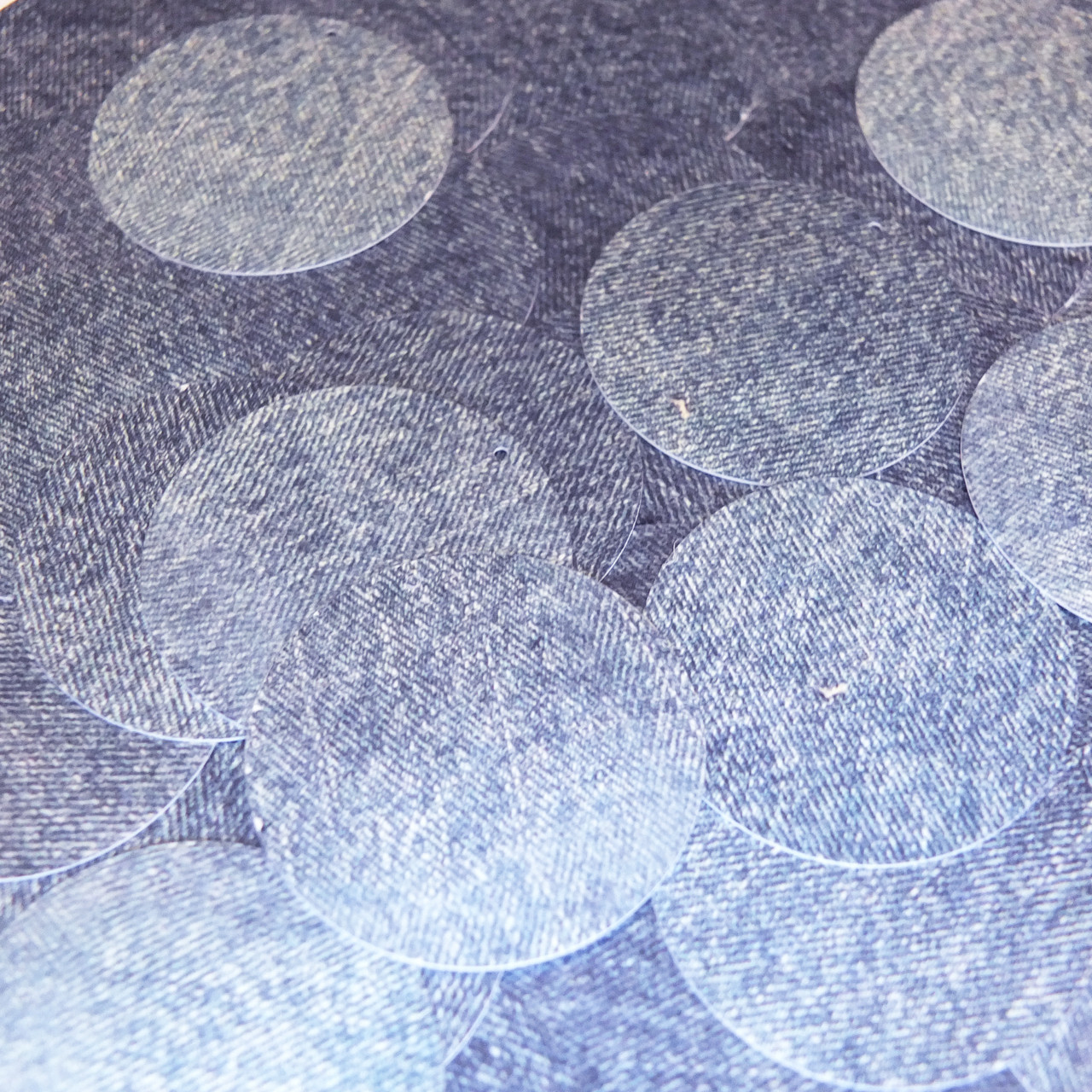 Round Sequins 1.5" Denim Blue Jean Fabric Effect Opaque