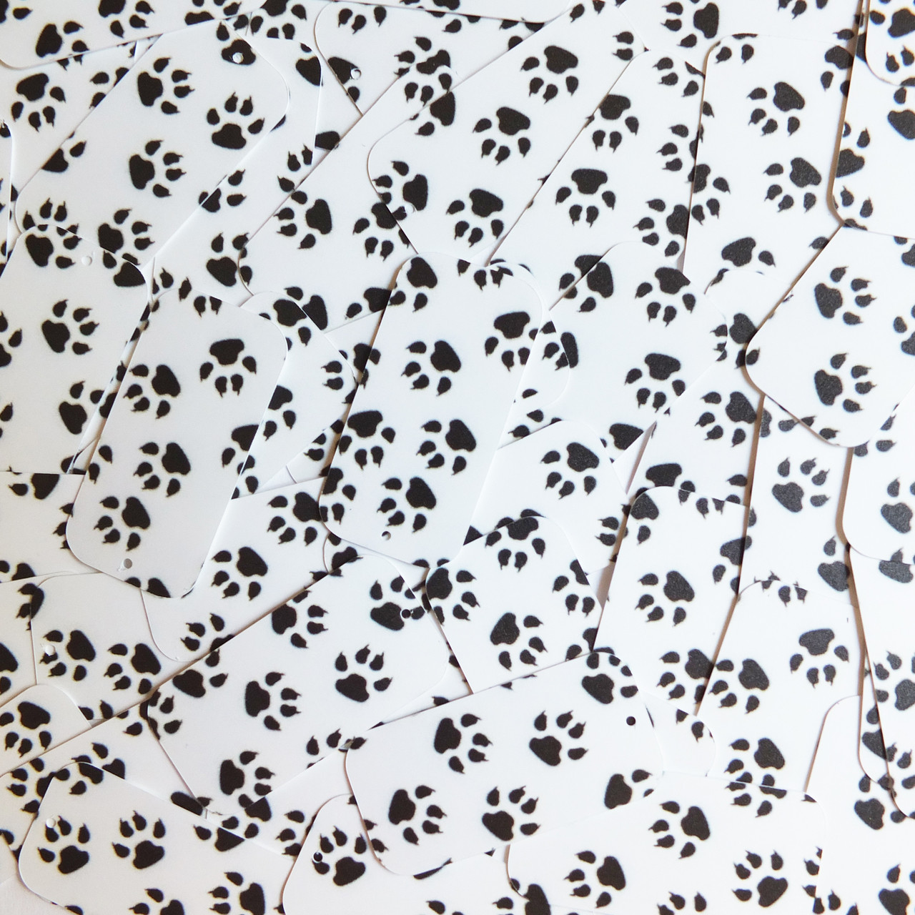 Rectangle Sequins 1.5" Black White Animal Paw Print  Opaque