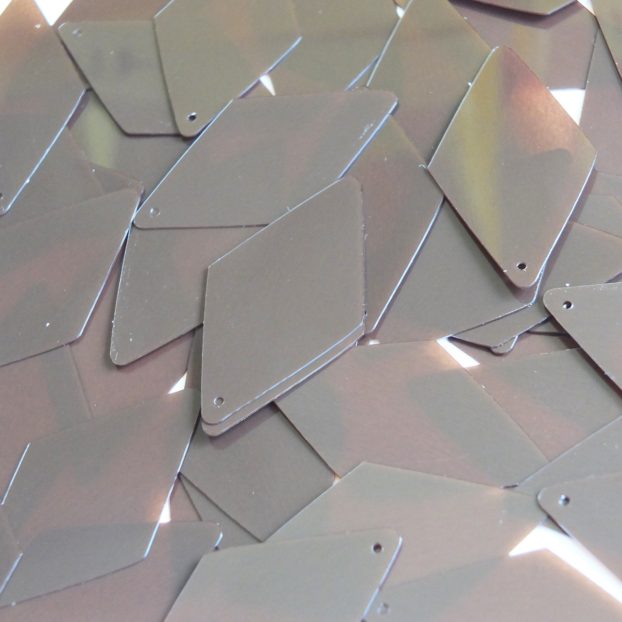 Long Diamond Sequins 1.75" Cocoa Brown Rigid Transparent