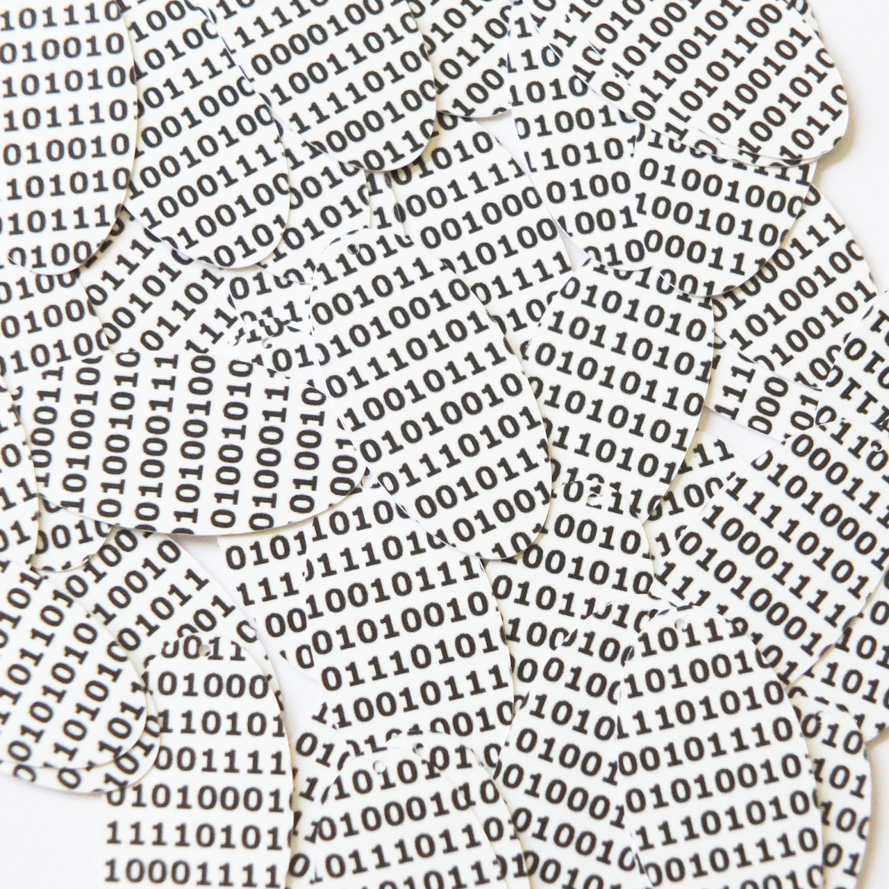Oval Sequins 1.5" Black White Binary Tech Code Print Out Opaque