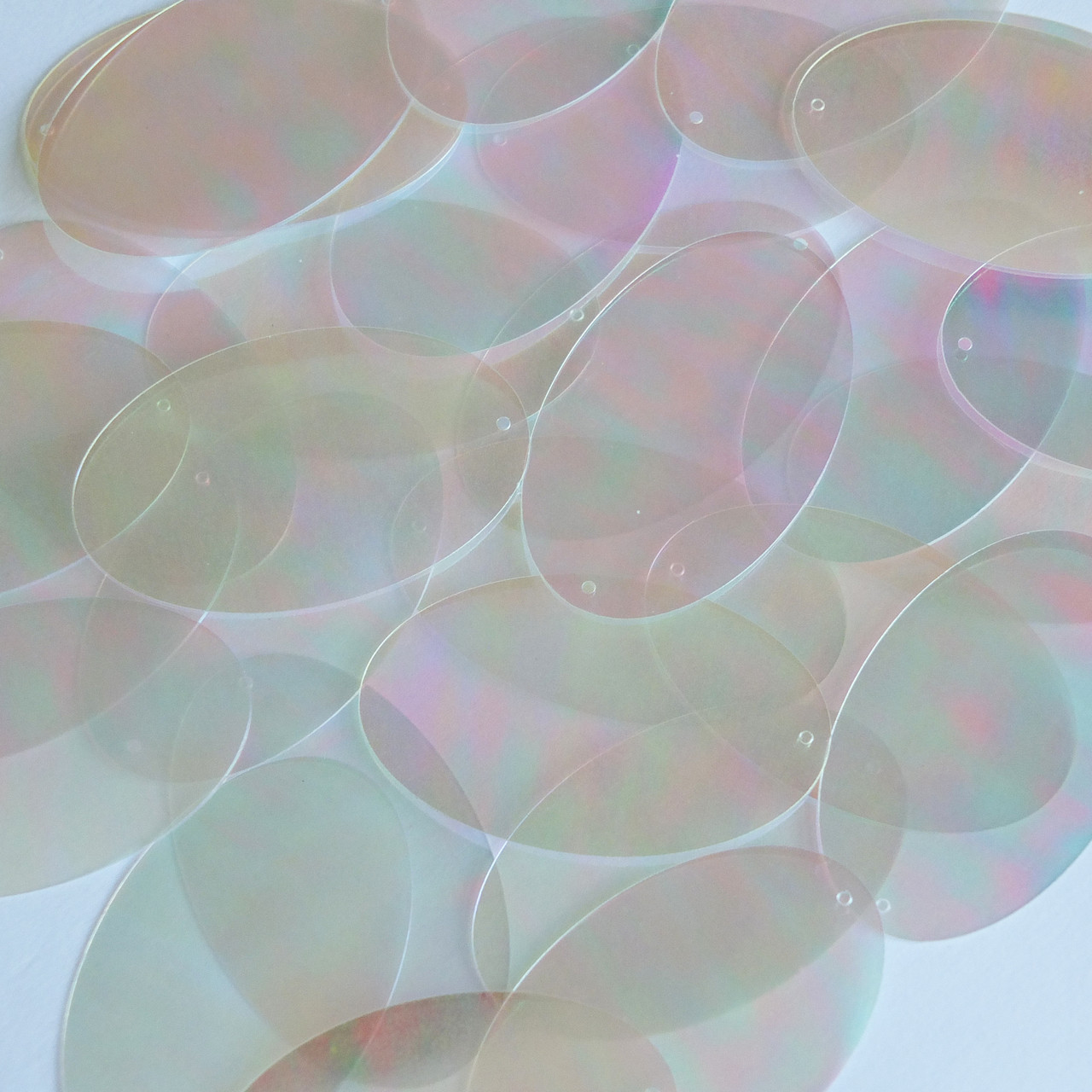 Oval Sequins 2" Clear Crystal Iris Luminescent