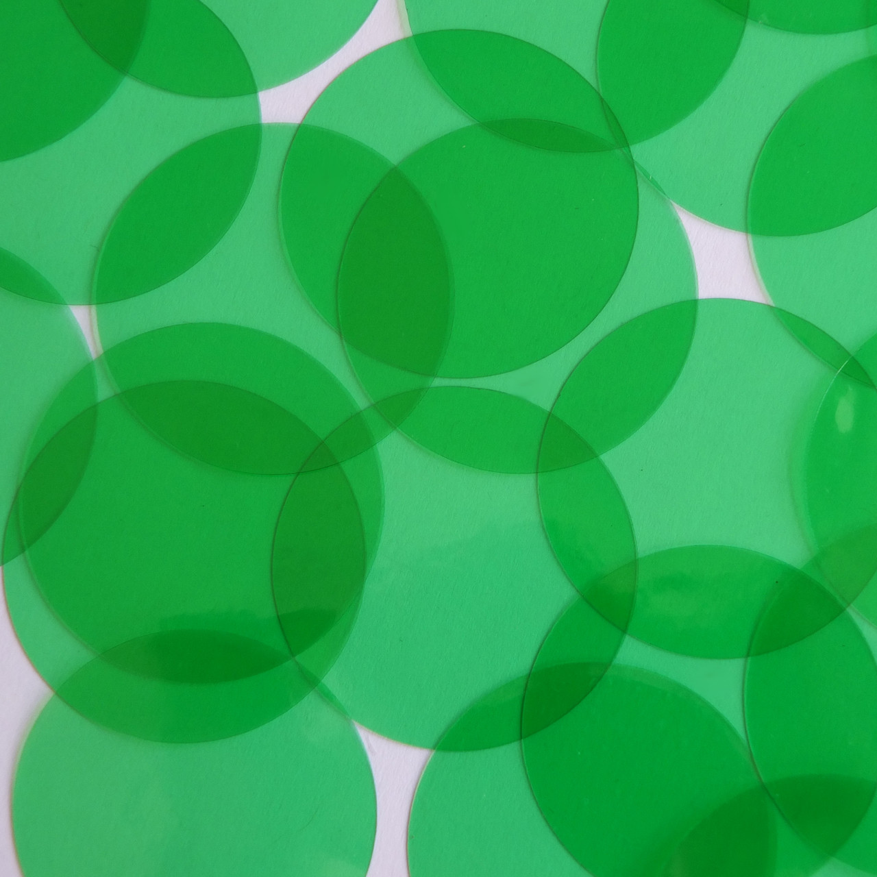 50mm No Hole Round Shape Vinyl Go Go Trans Green