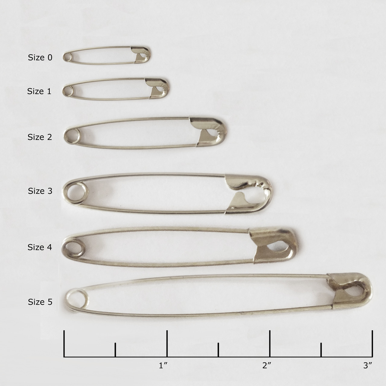 Silver Safety Pins 2 ( Size #3 ) Pack of 100 Made in USA