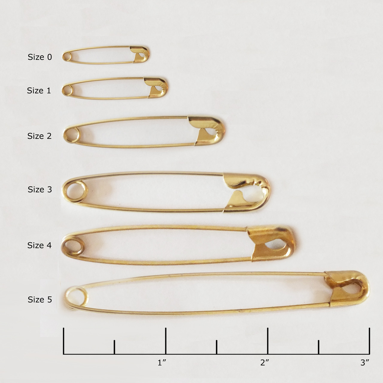 Gold Safety Pin Size Chart