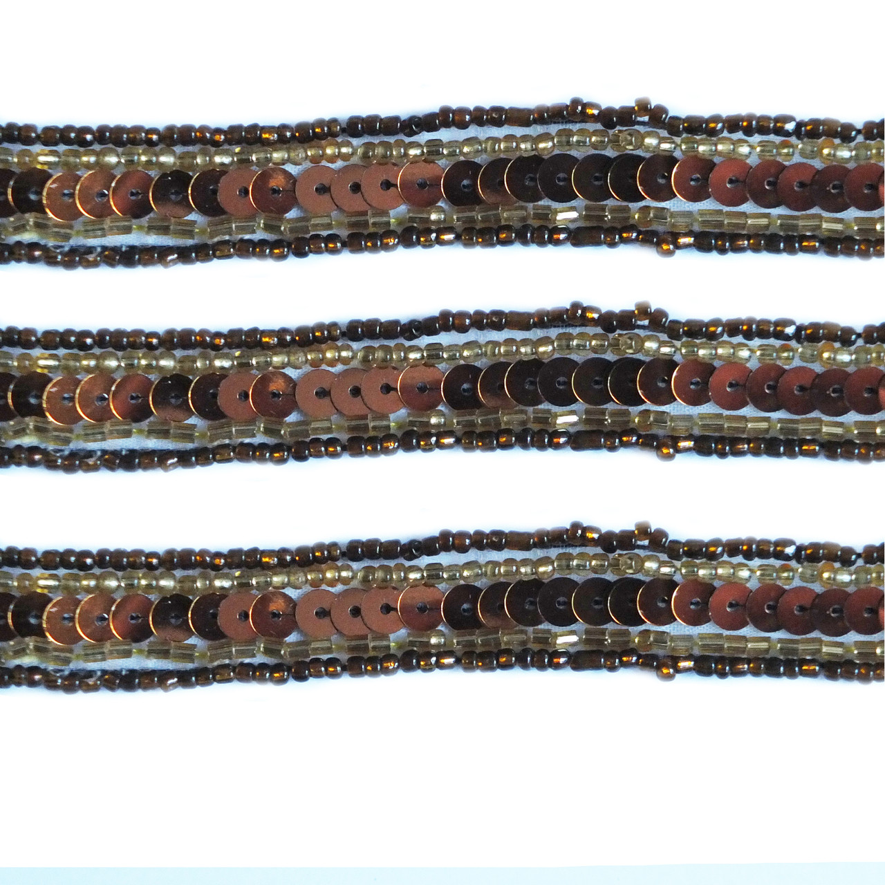 Beaded Trim Bronze Sequins Brown Gold Glass Seed Beads
