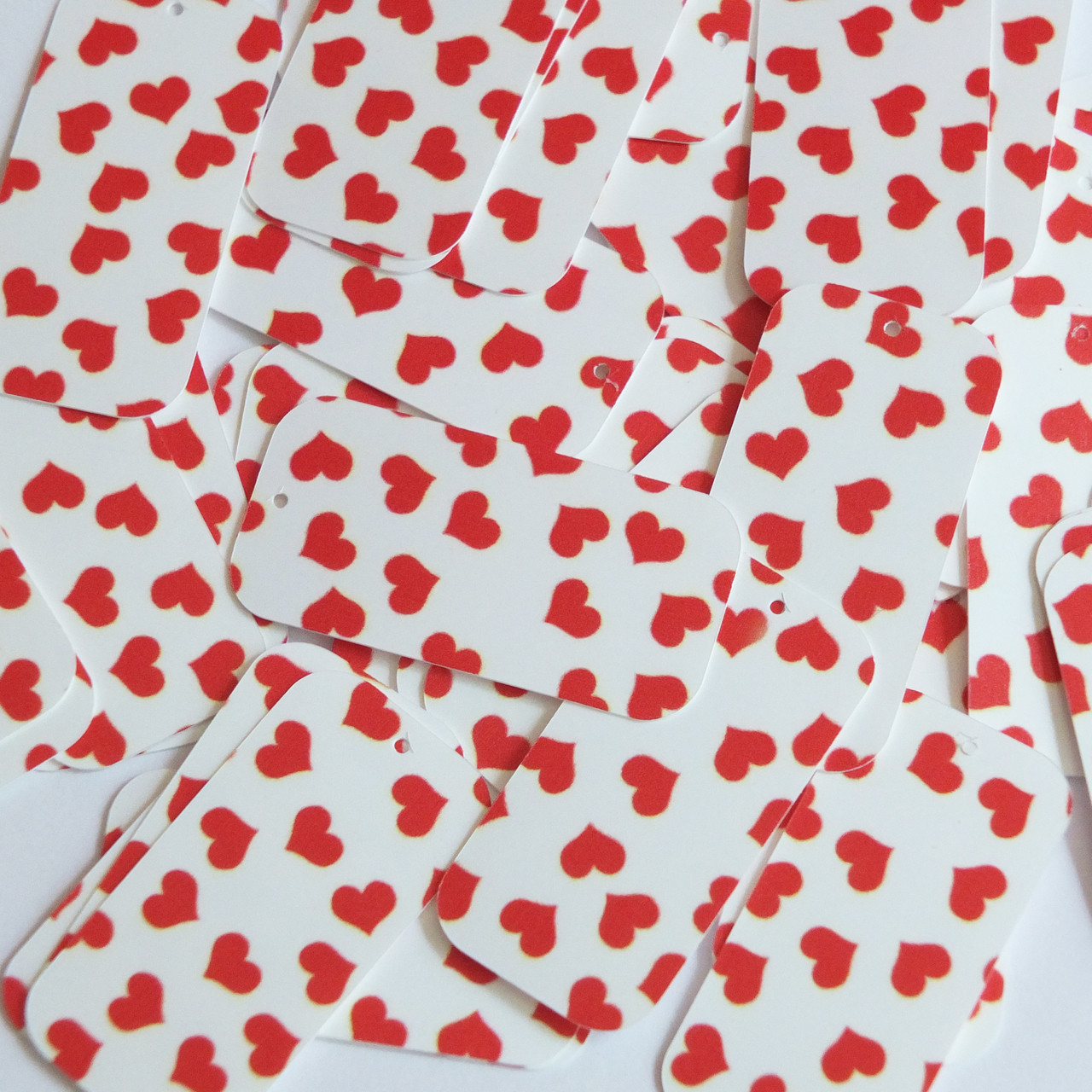 Rectangle sequins 1.5" Red White Sweet Hearts Print Opaque