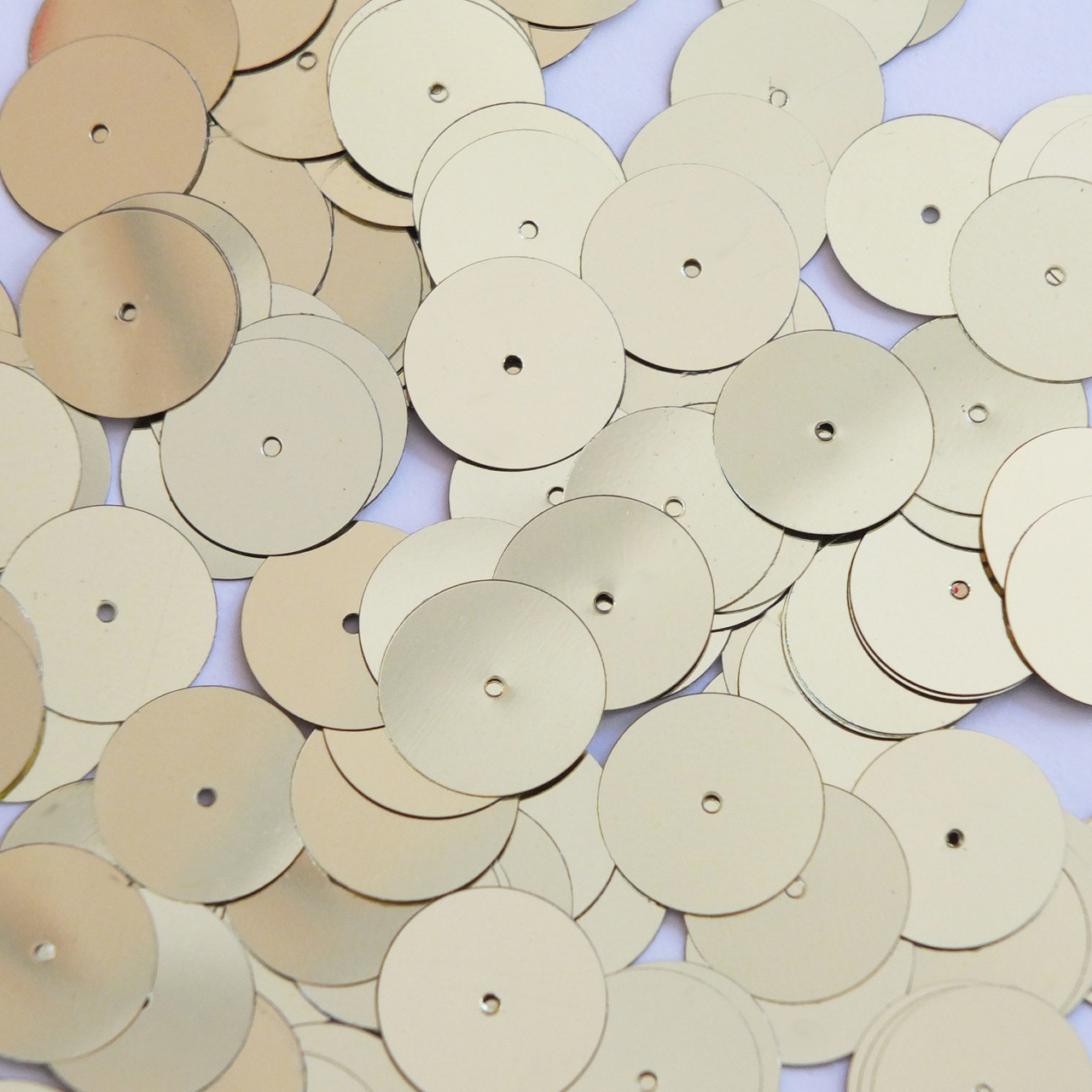 Round sequins 15mm Pale Yellow Gold Metallic