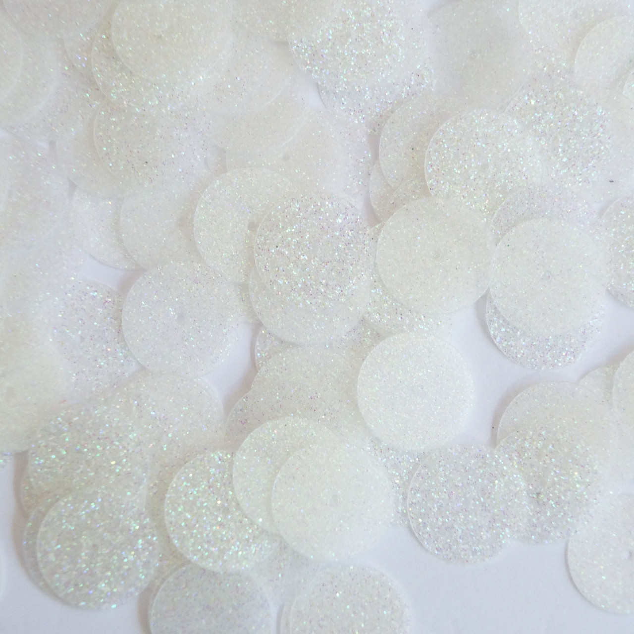 Round Sequin 15mm Crystal White Metallic Sparkle Glitter