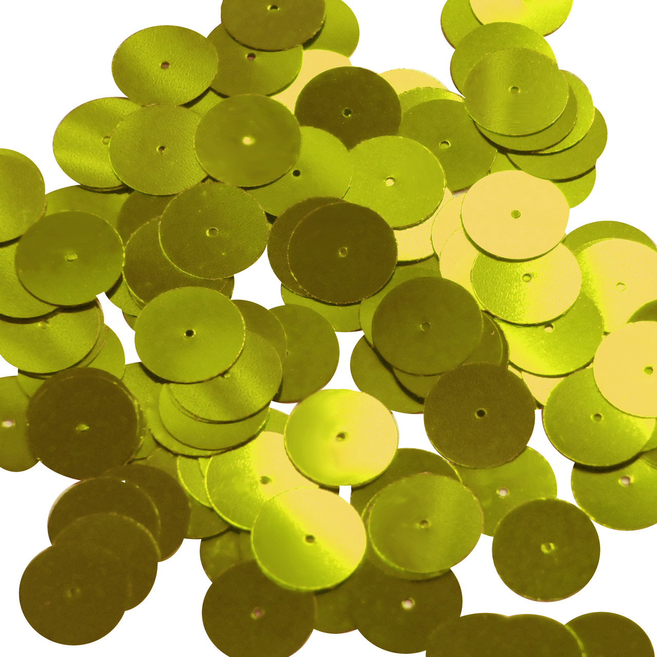 Round sequins 15mm Lime Yellow Metallic