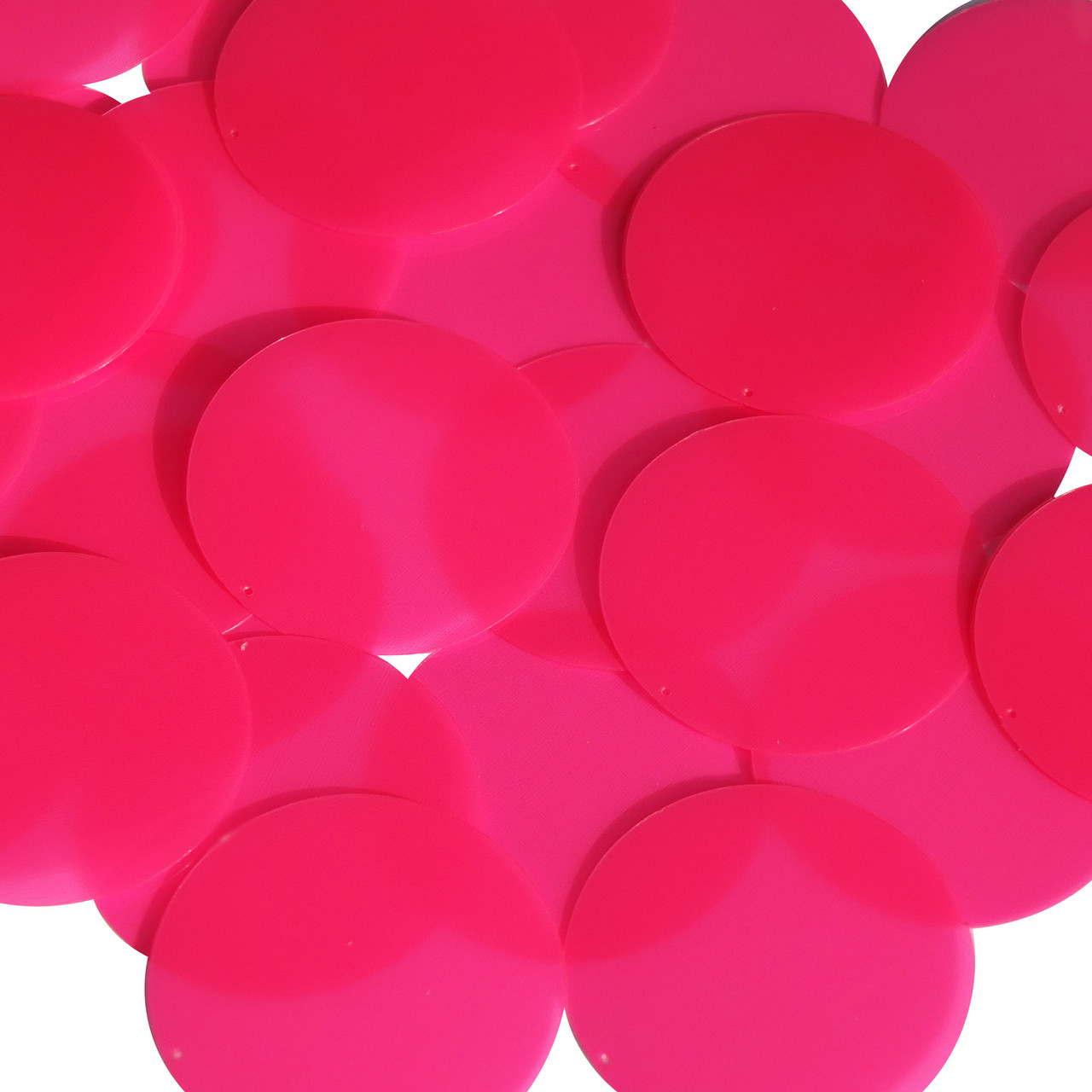 Round sequins 40mm Pink Fluorescent Transparent Glossy and Matte Duo Two Sided