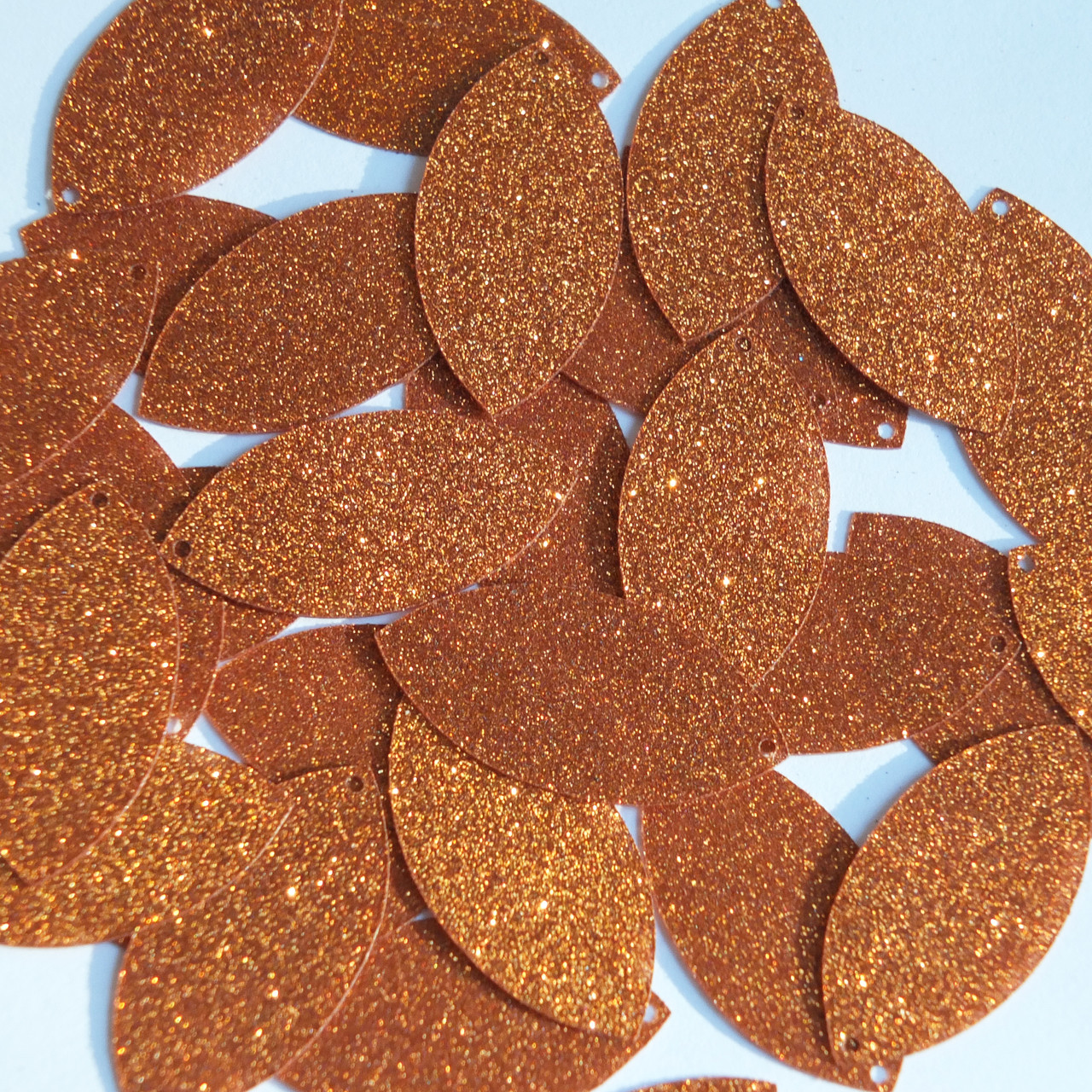 Navette Leaf sequins 1.5" Orange Metallic Sparkle Glitter Texture