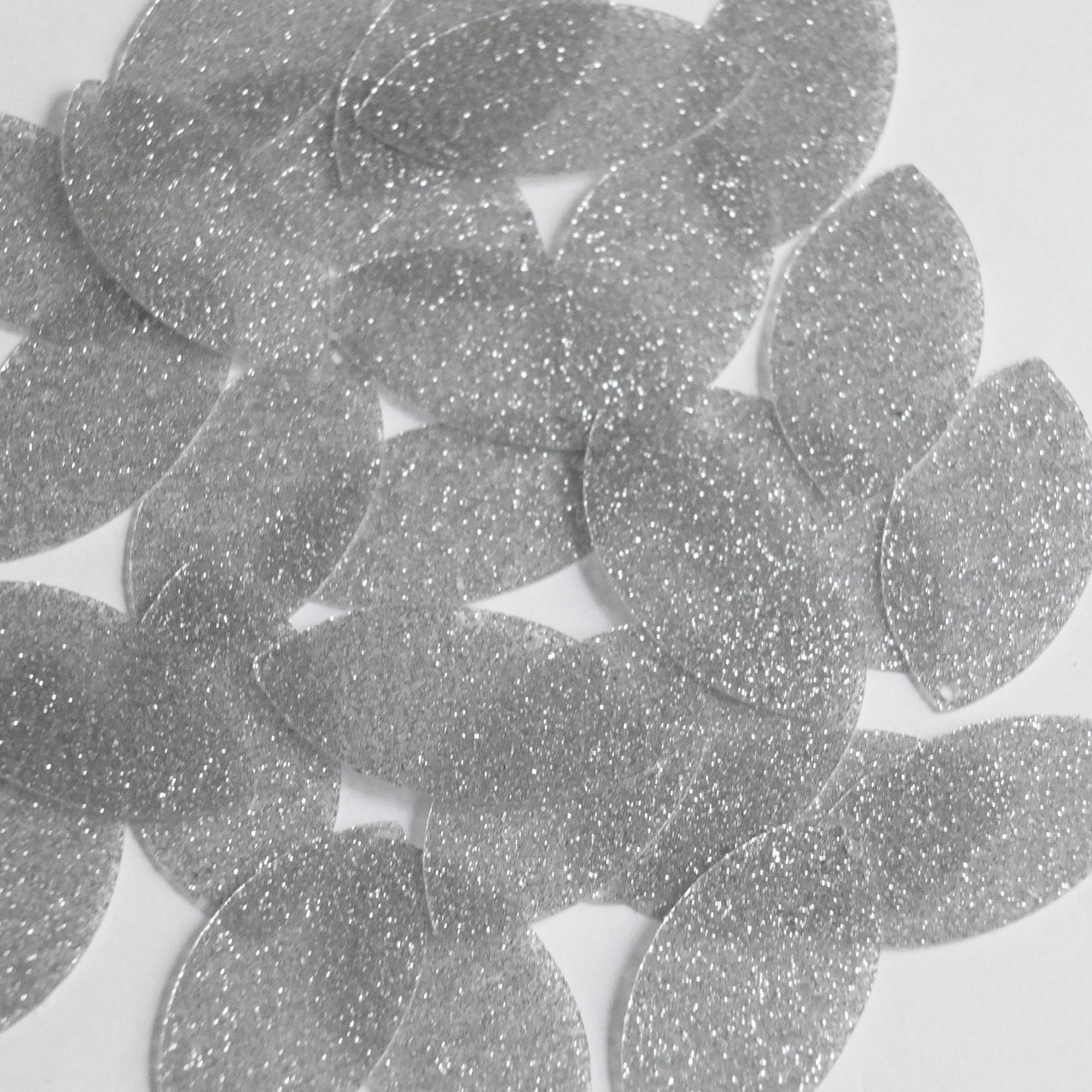 Navette Leaf sequins 1.5" Silver Metallic Sparkle Glitter Texture