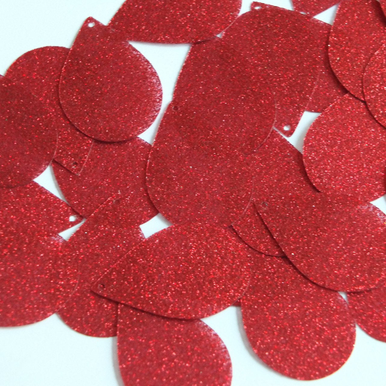 Teardrop sequins 1.5" Red Metallic Sparkle Glitter Texture