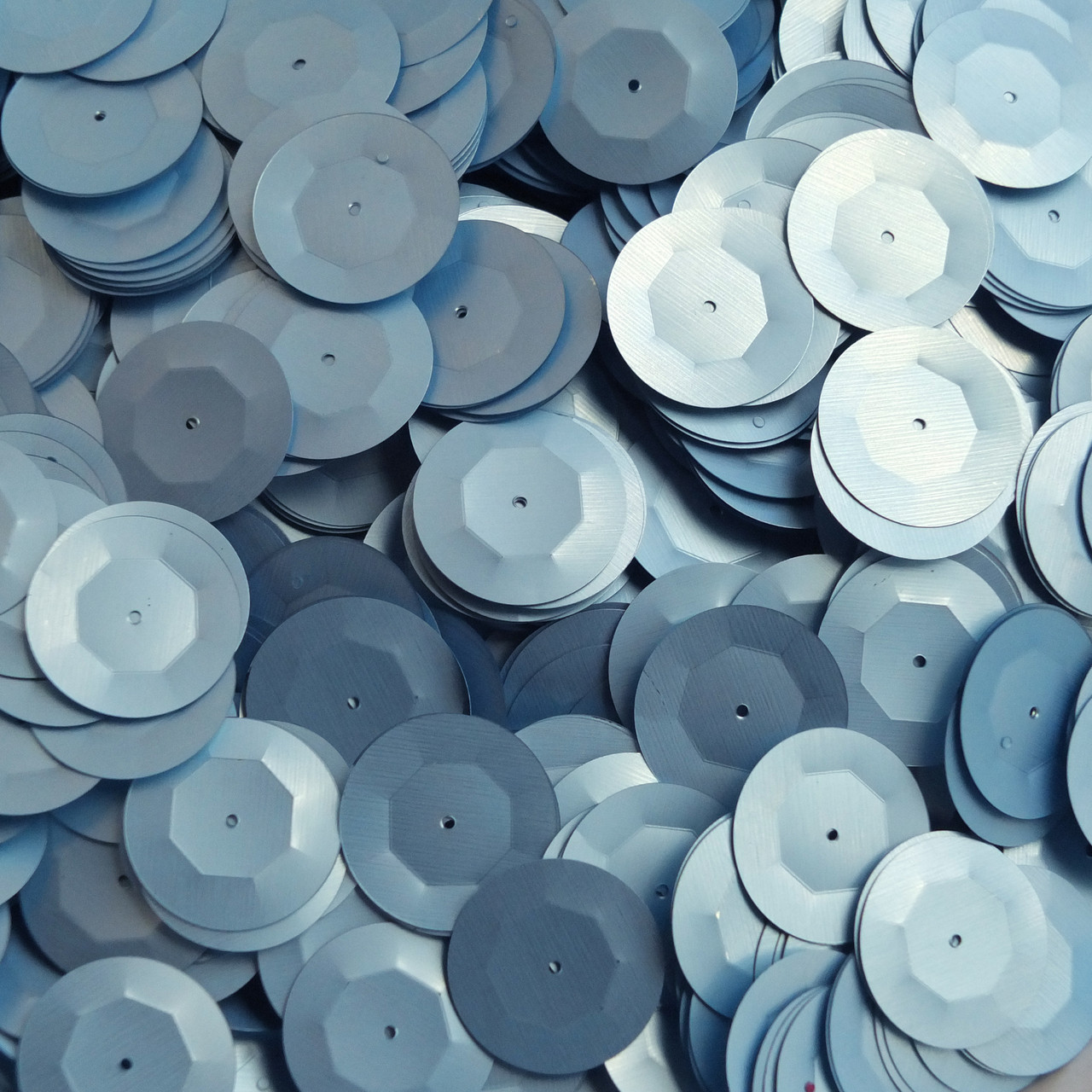 20mm Cup Round Sequins Light Blue Matte Silk Frost