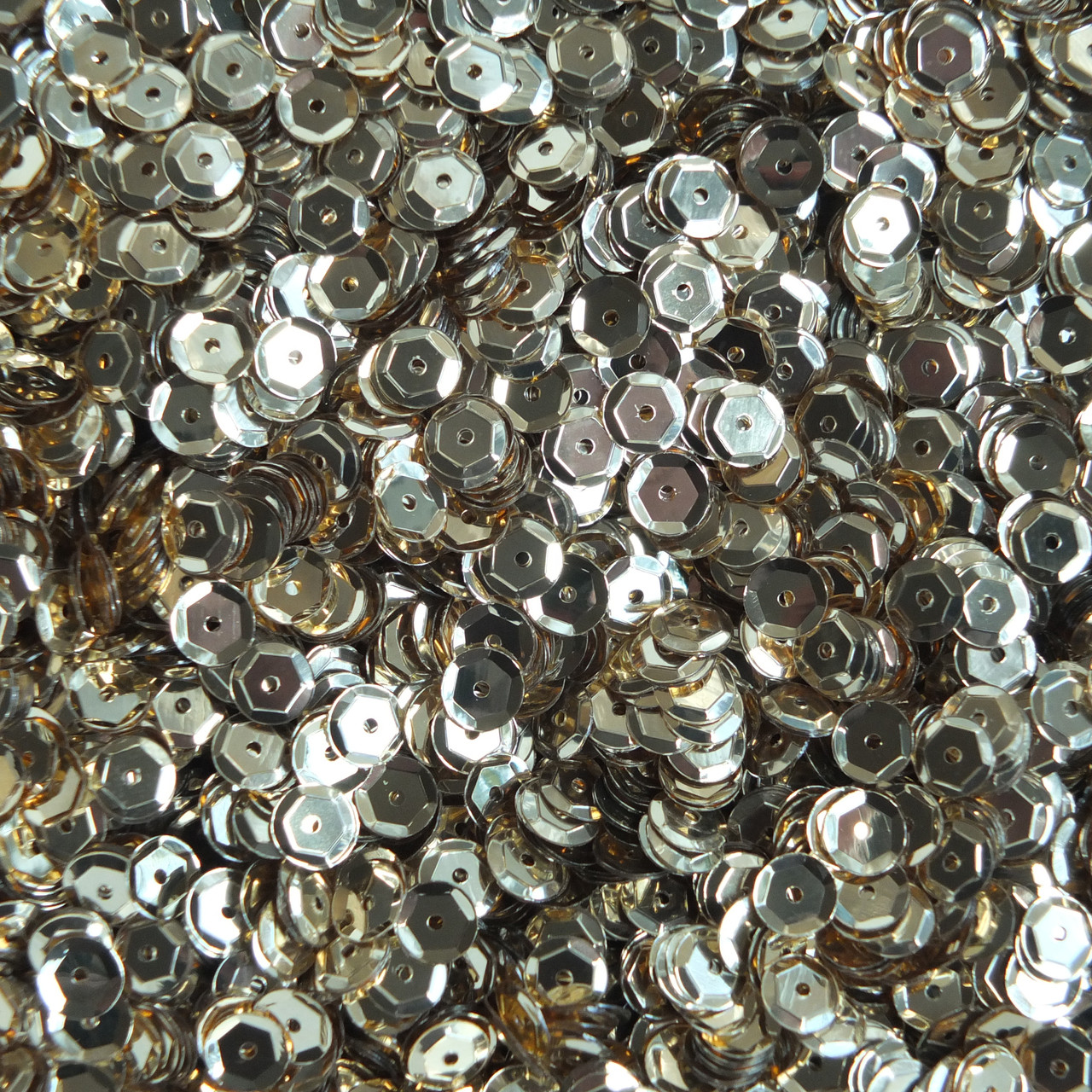 6mm Cup Round Sequins Light Champagne Gold Shiny Metallic