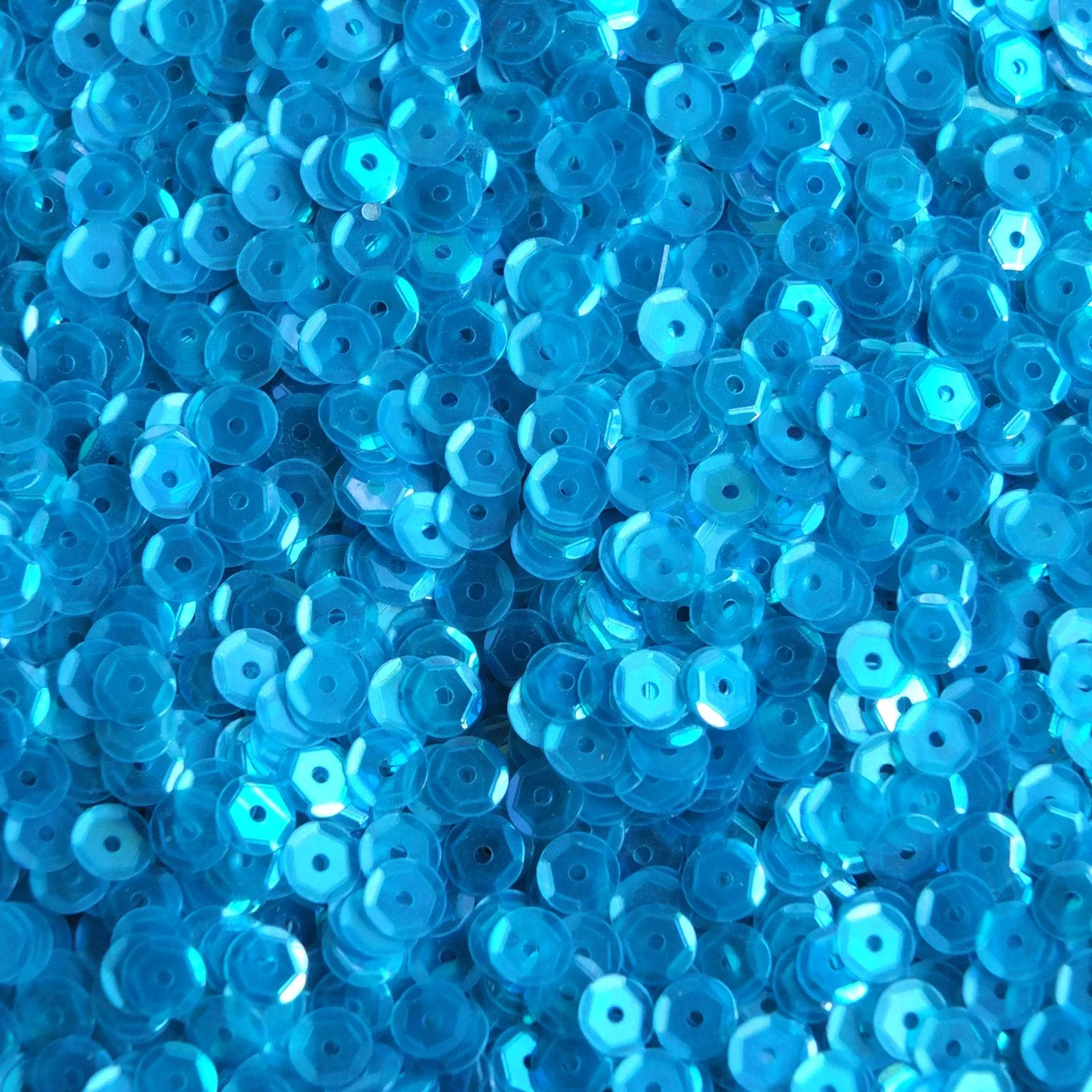 5mm Round Cup Sequins Peacock Teal Blue Green Semi Frost Rainbow