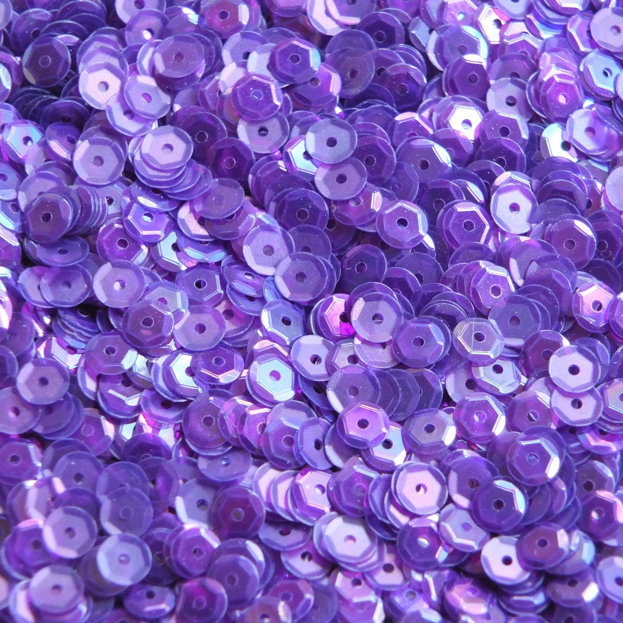 5mm Round Cup Sequins Amethyst Purple Semi Frost Rainbow