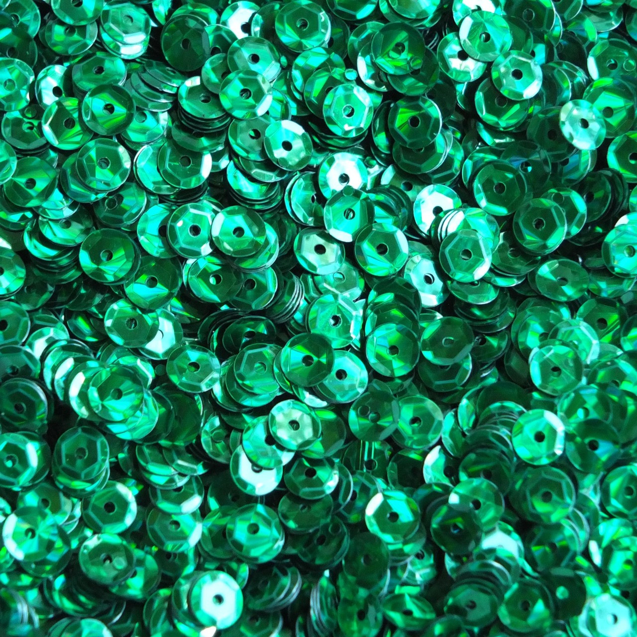 5mm Round Cup Sequins Green Prism Reflective Metallic