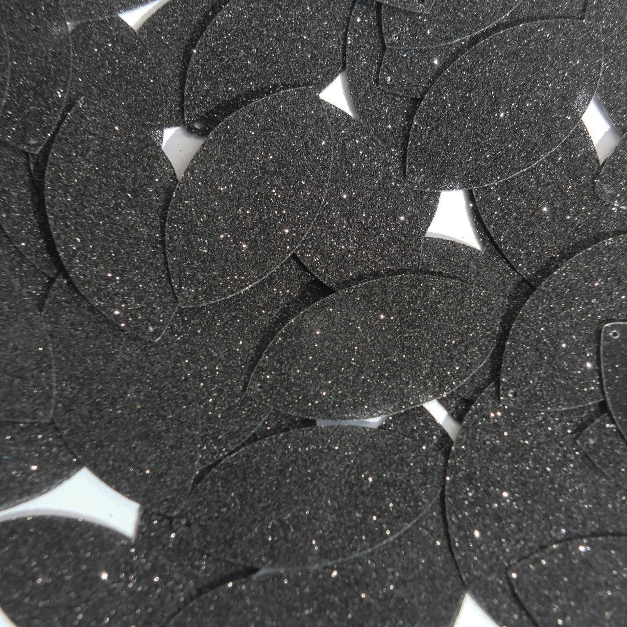 Navette Leaf Sequin 1.5" Black Metallic Sparkle Glitter Texture