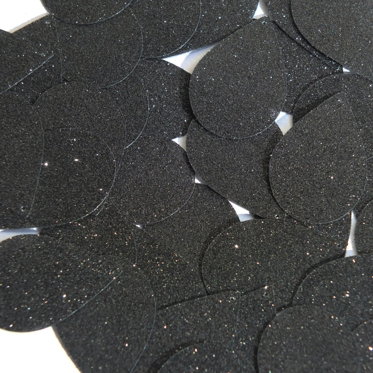 Teardrop Sequin 1.5" Black Metallic Sparkle Glitter Texture