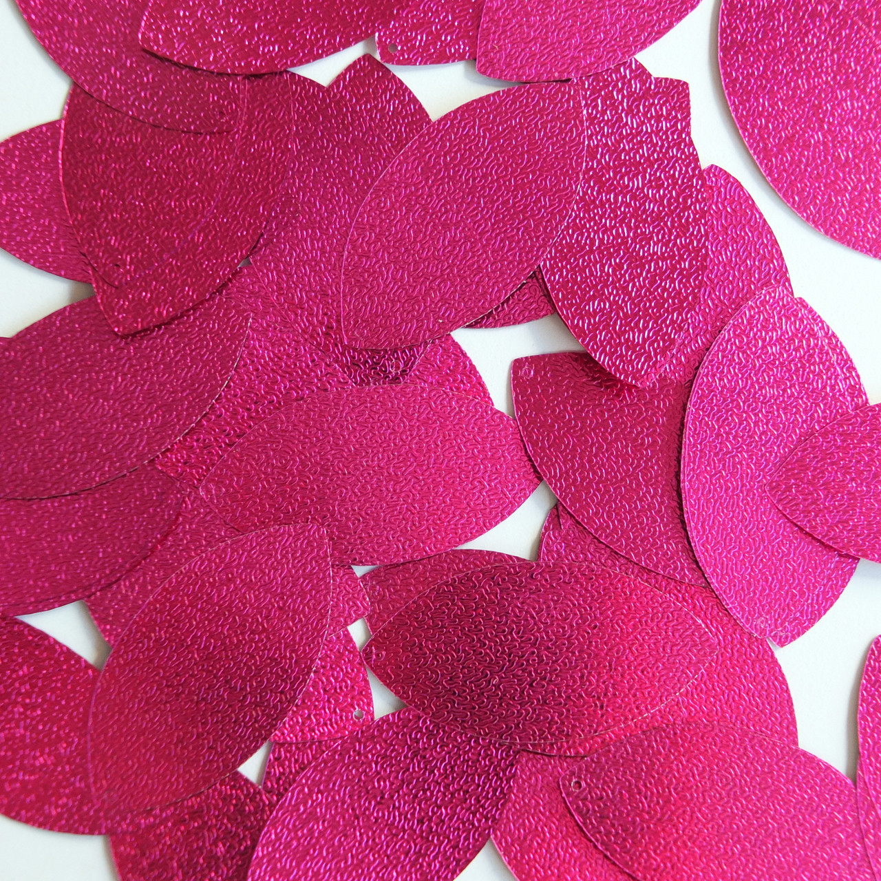Navette Leaf Sequin 1.5" Magenta Pink Metallic Embossed Texture
