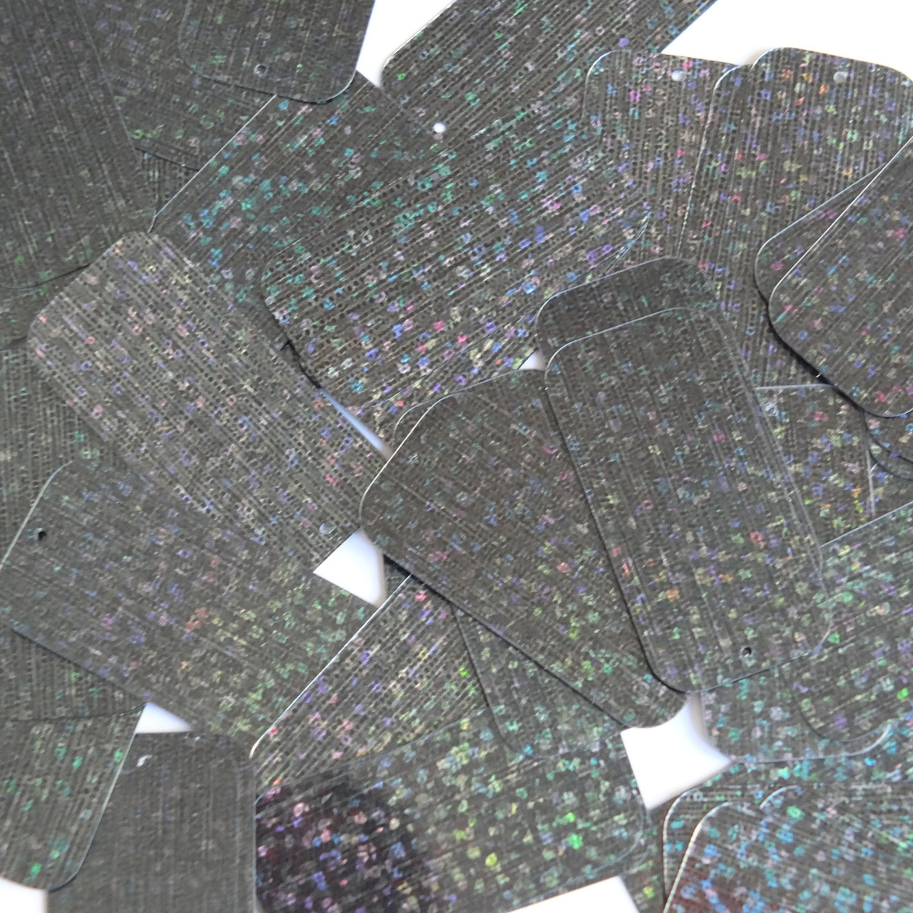 Rectangle Sequin 1.5" x .75" Black Hologram Glitter Sparkle Metallic