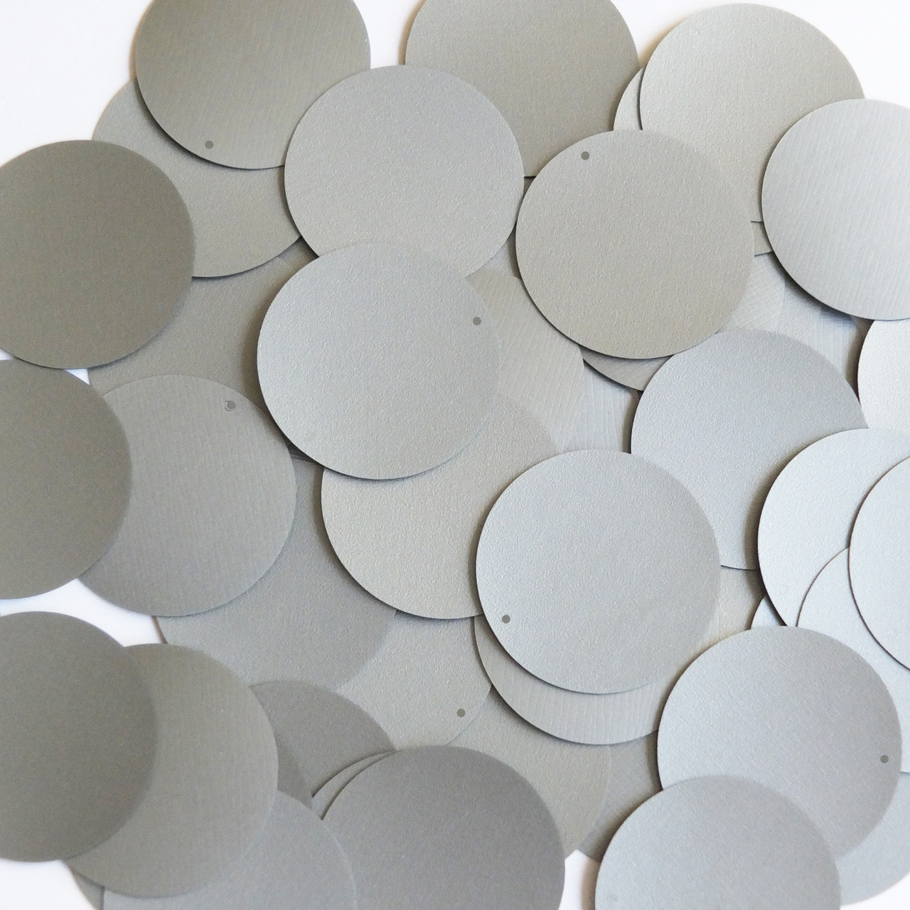 Round Sequin 30mm Silver Gray Metallic Opaque Vinyl