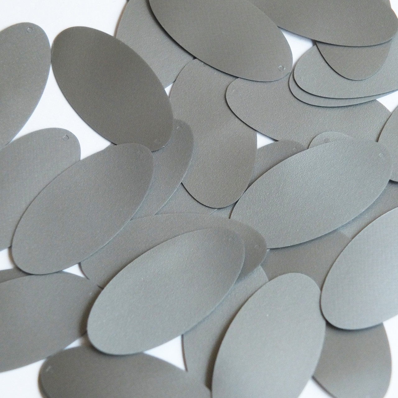 Oval Sequin 1.5" Silver Gray Metallic Opaque Vinyl