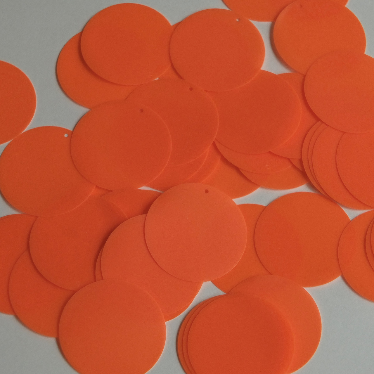 Round Sequin 30mm Orange Blaze Opaque Fluorescent Vinyl