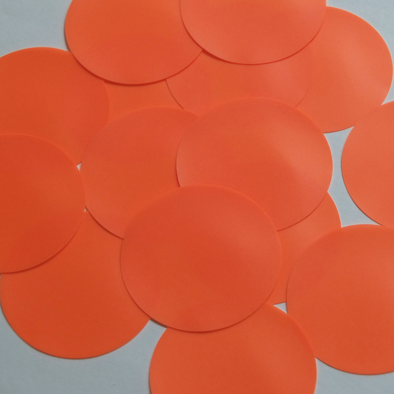 Round Sequin Paillettes 60mm No Hole Orange Blaze Opaque Fluorescent Vinyl