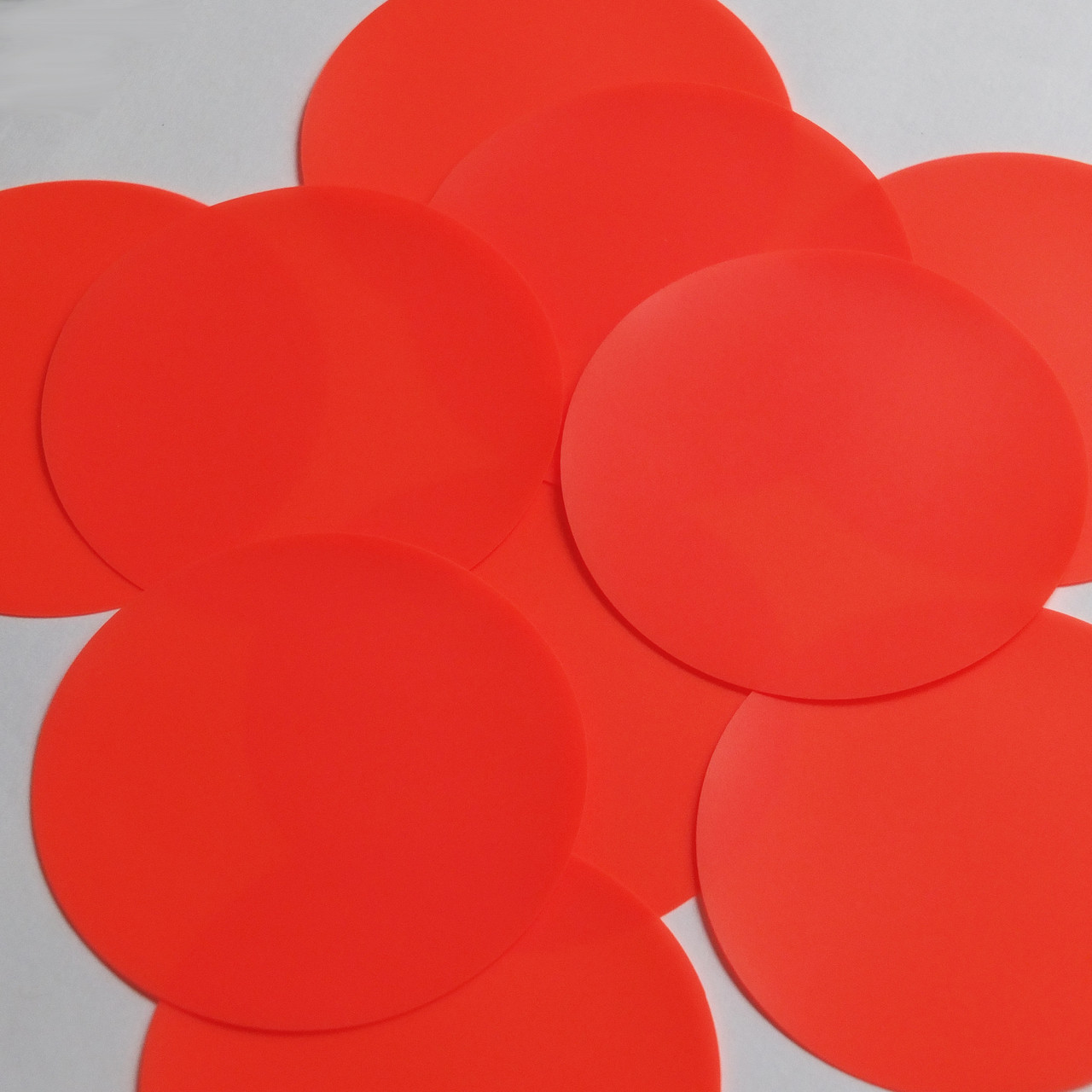 Round Sequin Paillettes 70mm No Hole Orange Blaze Opaque Fluorescent Vinyl