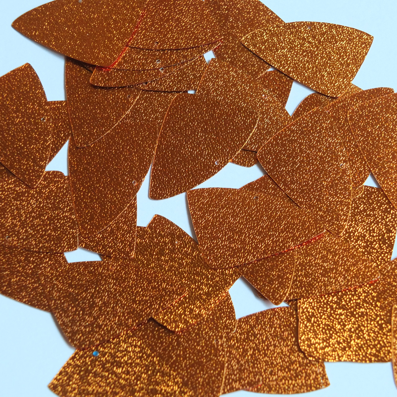 Fishscale Fin Sequin 1.5" Copper Orange Metallic Embossed Texture