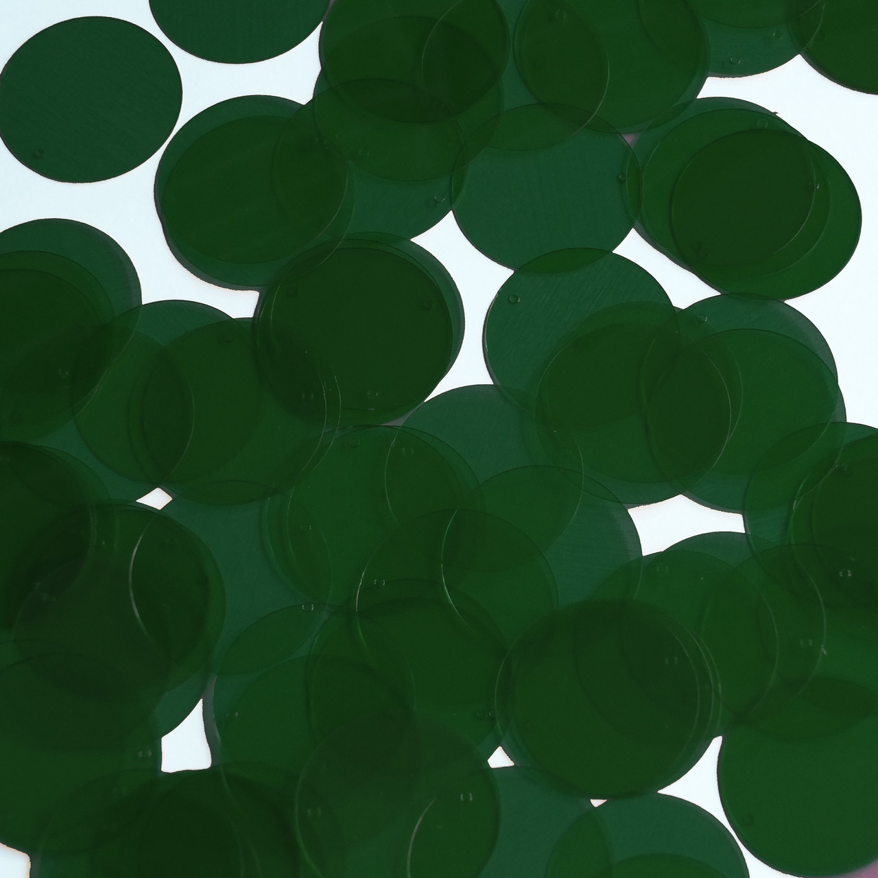 Round Sequin 24mm Deep Dark Green Transparent Glossy See-Thru