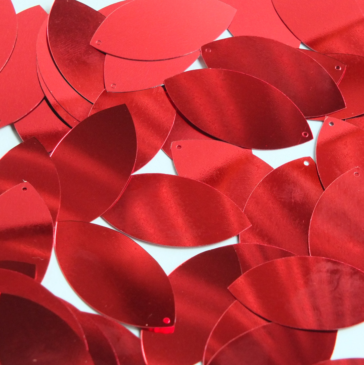 Navette Leaf Sequin 1.5" True Red Metallic