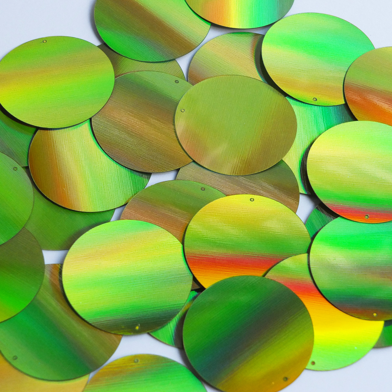 Round Sequin 40mm Lime Green Lazersheen Reflective Metallic