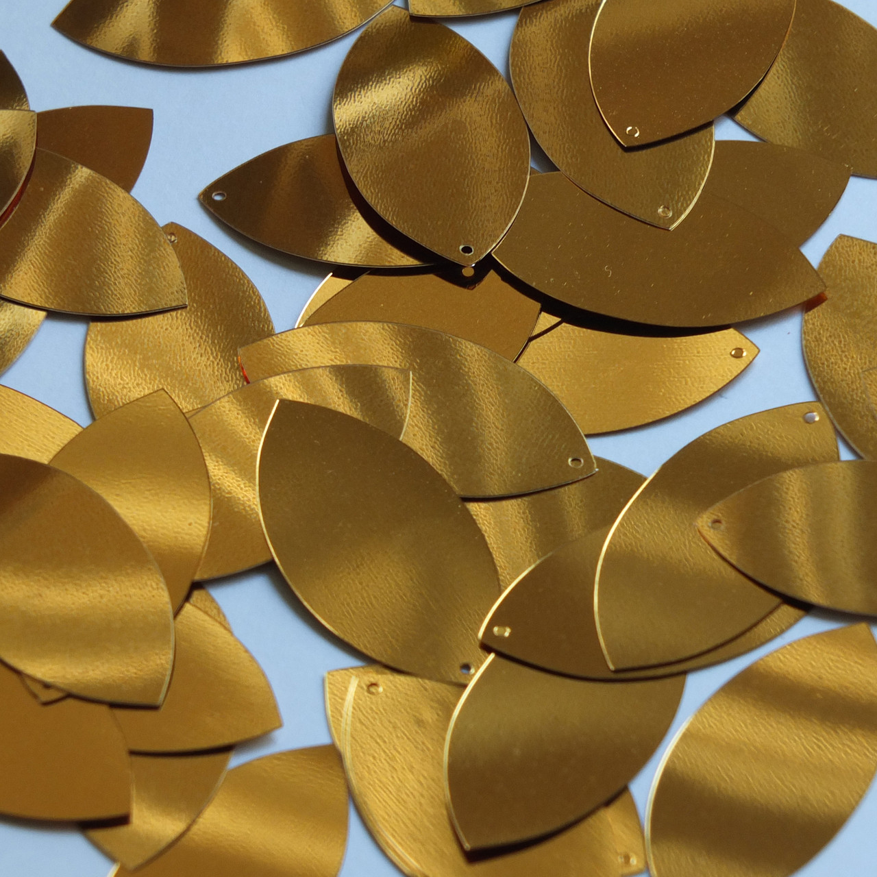 Navette Leaf Sequin 1.5" Dark Yellow Gold Metallic