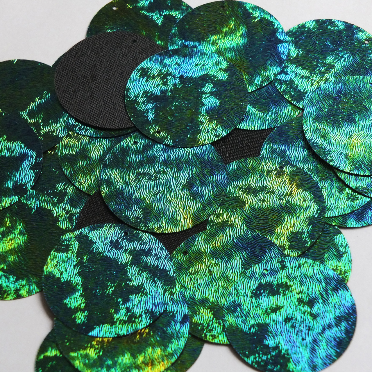 Round Sequin 40mm Van Gogh Starry Night Blue Green Embosssed Swirl Texture