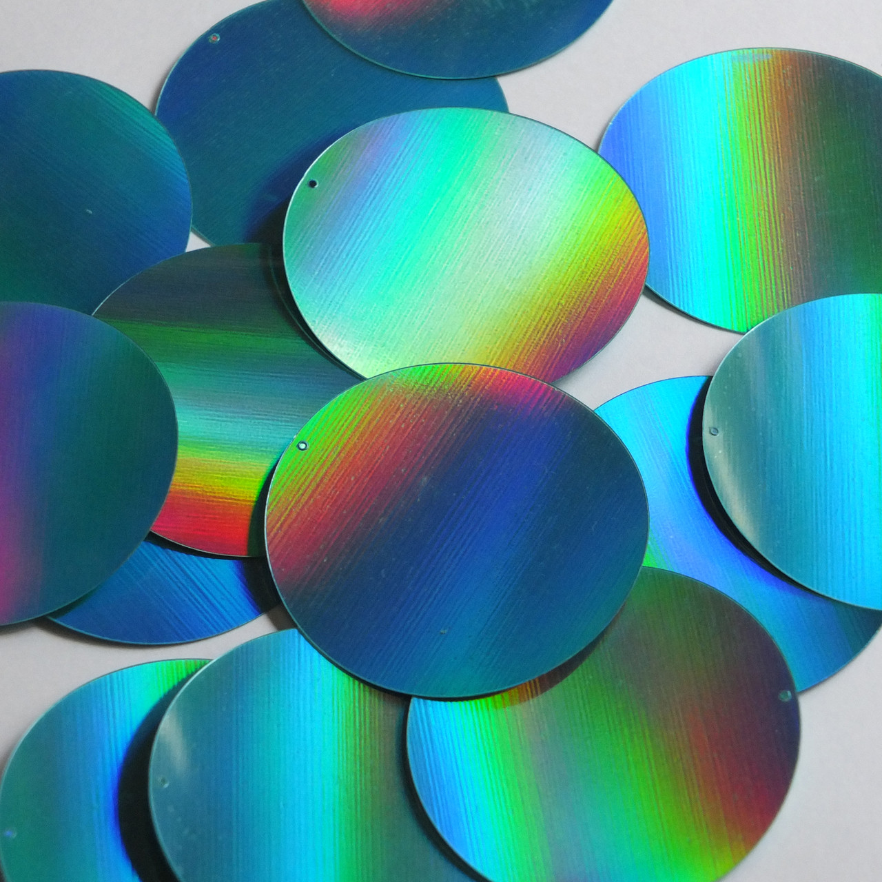 Round Sequin 50mm Aqua Blue Lazersheen Reflective Metallic