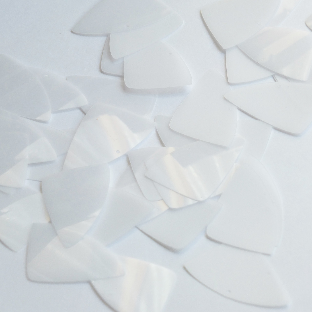 Fishscale Fin Sequin 1.5" Milky White Transparent Glossy and Matte Duo Two Sided