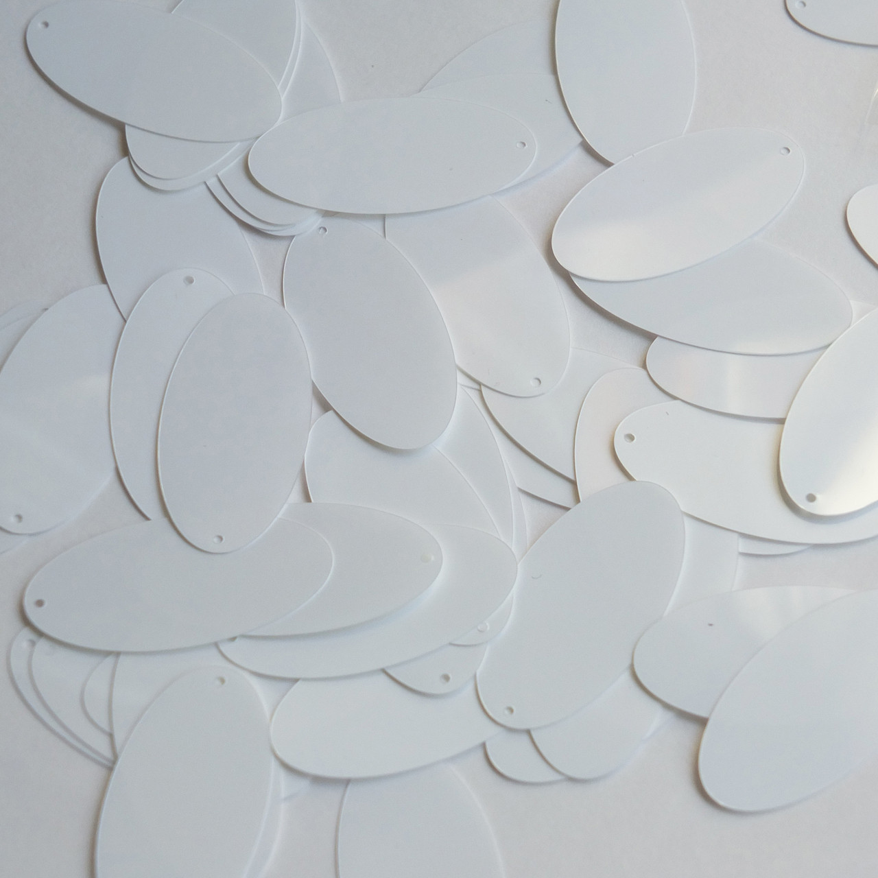 Oval Sequin 1.5" White Opaque