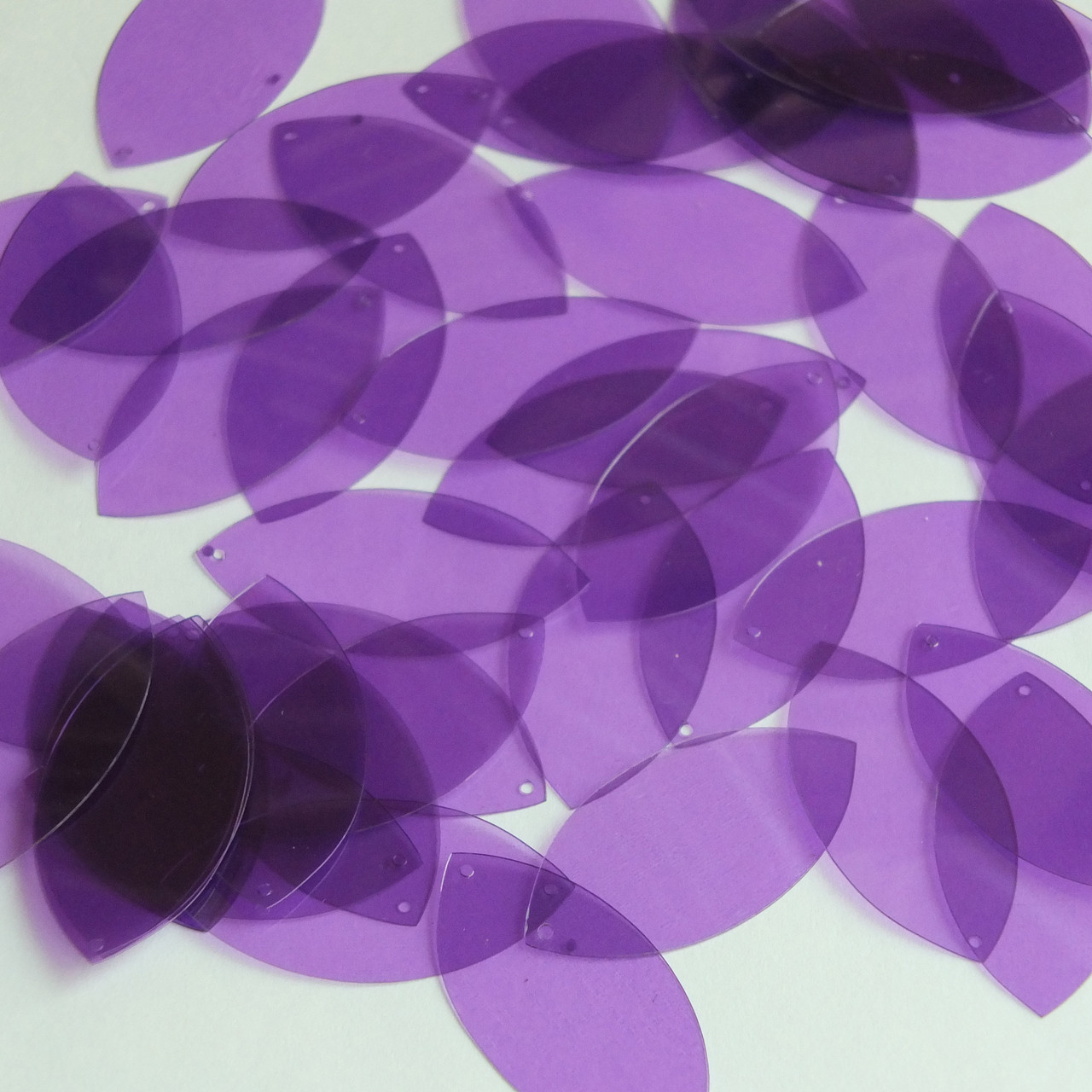 Navette Leaf Sequin 1.5" Amethyst Purple Transparent Glossy See-Thru