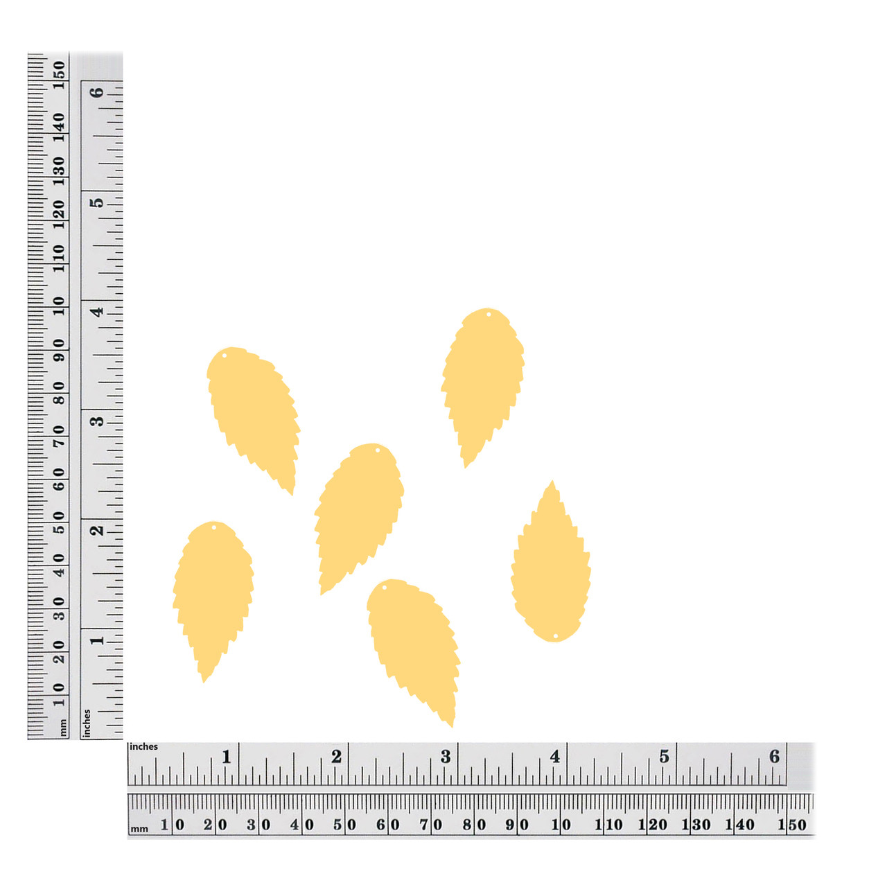 Feather Leaf sequins size chart