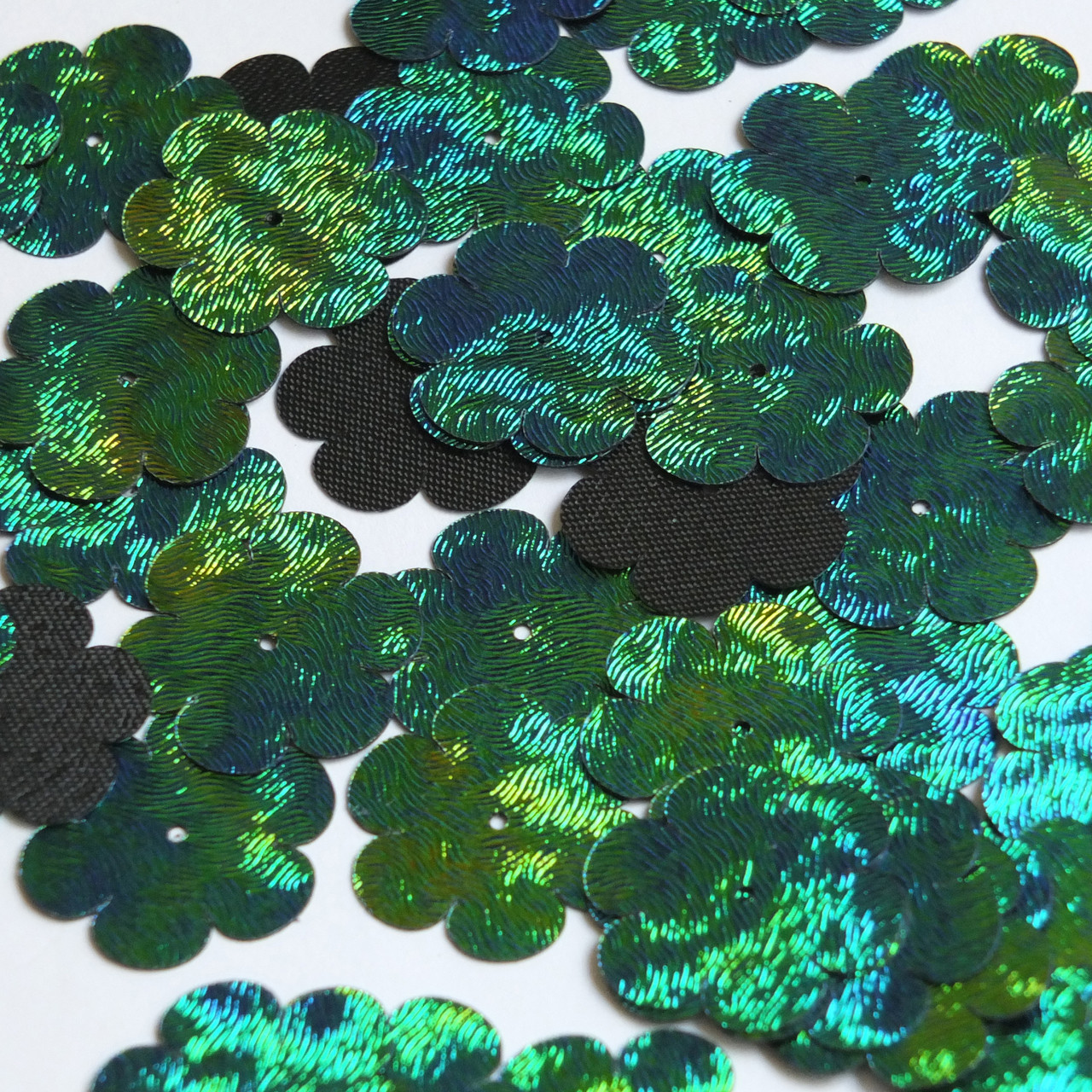 Flower Sequin 1" / 25mm Van Gogh Starry Night Blue Green Embosssed Swirl Texture