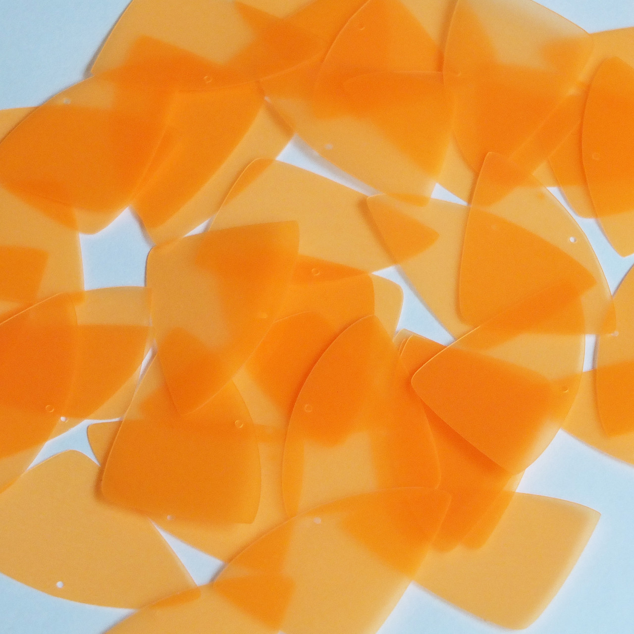 Fishscale Fin Sequin 1.5" Fluorescent Light Orange Transparent Glossy See-Thru
