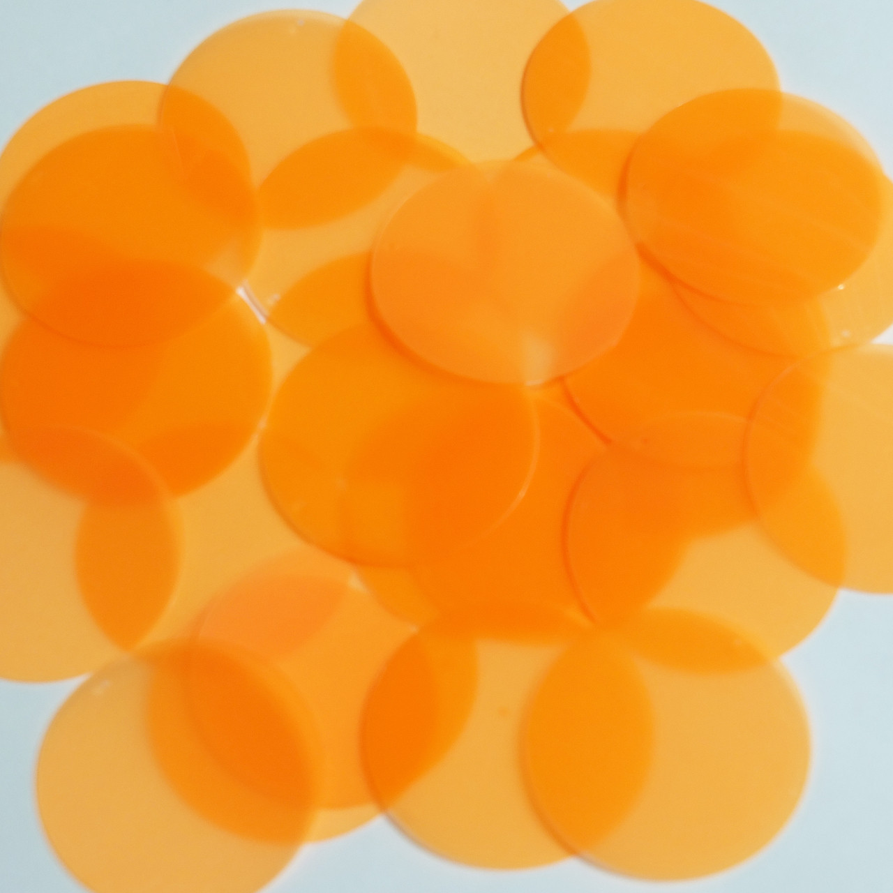 Round Sequin 40mm Fluorescent Light Orange Transparent Glossy See-Thru