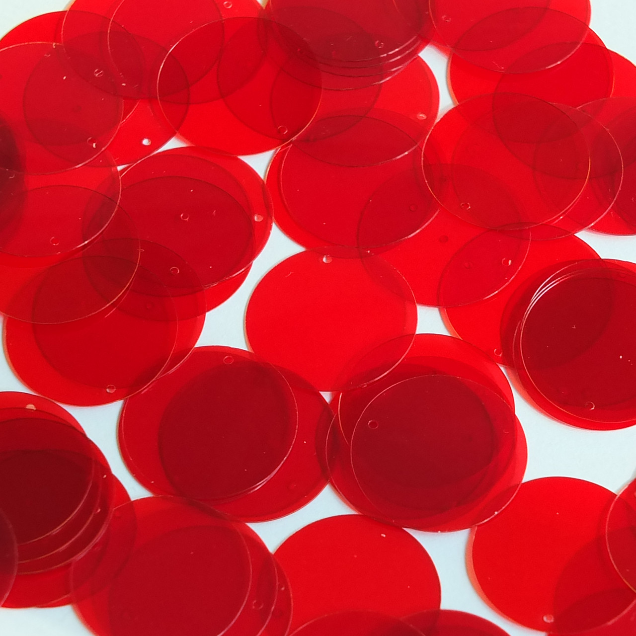 Round Sequin 24mm Red Transparent Glossy See-Thru