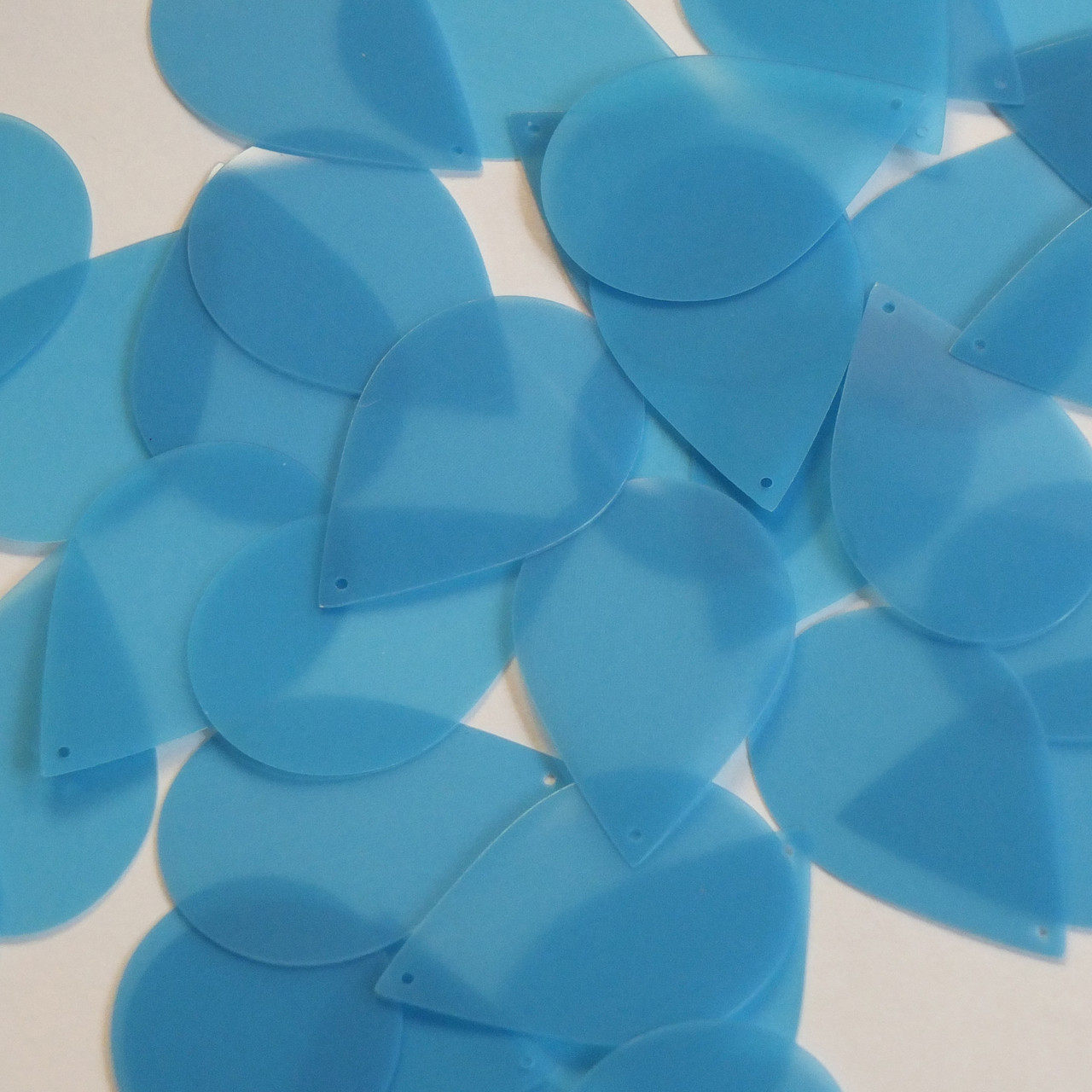 Teardrop Sequin 1.5" Sky Blue Transparent Glossy and Matte Duo Two Sided