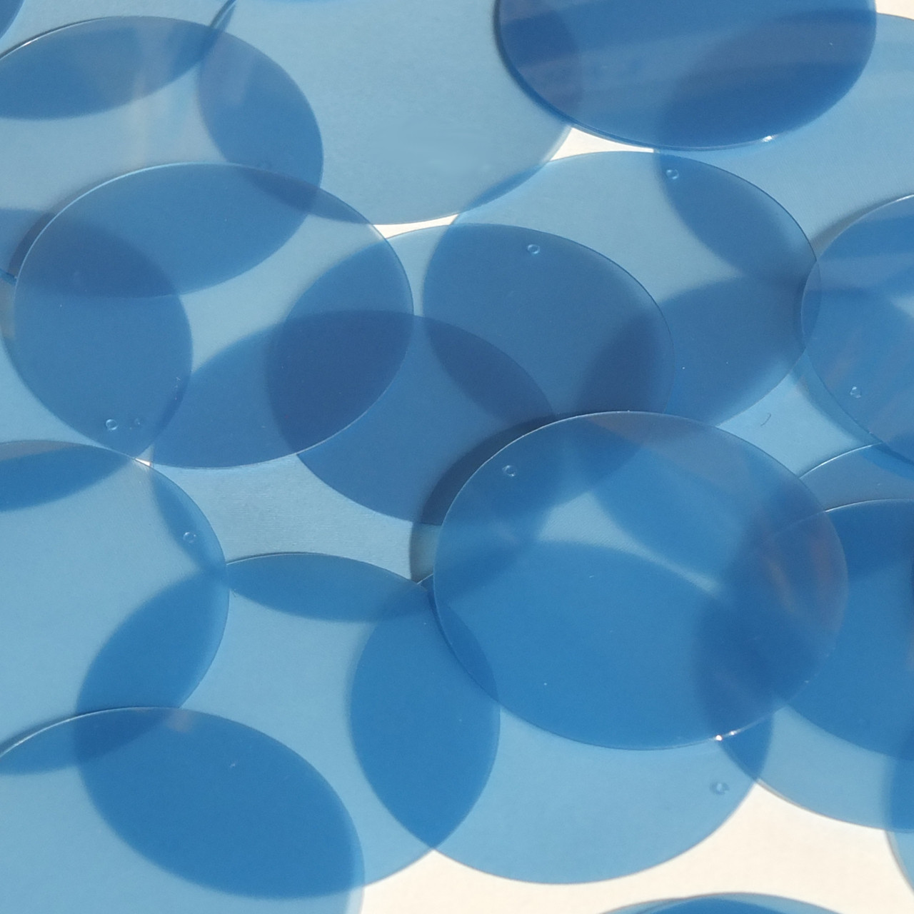 Round Sequin 40mm Sky Blue Fluorescent Transparent Glossy and Matte Duo Two Sided