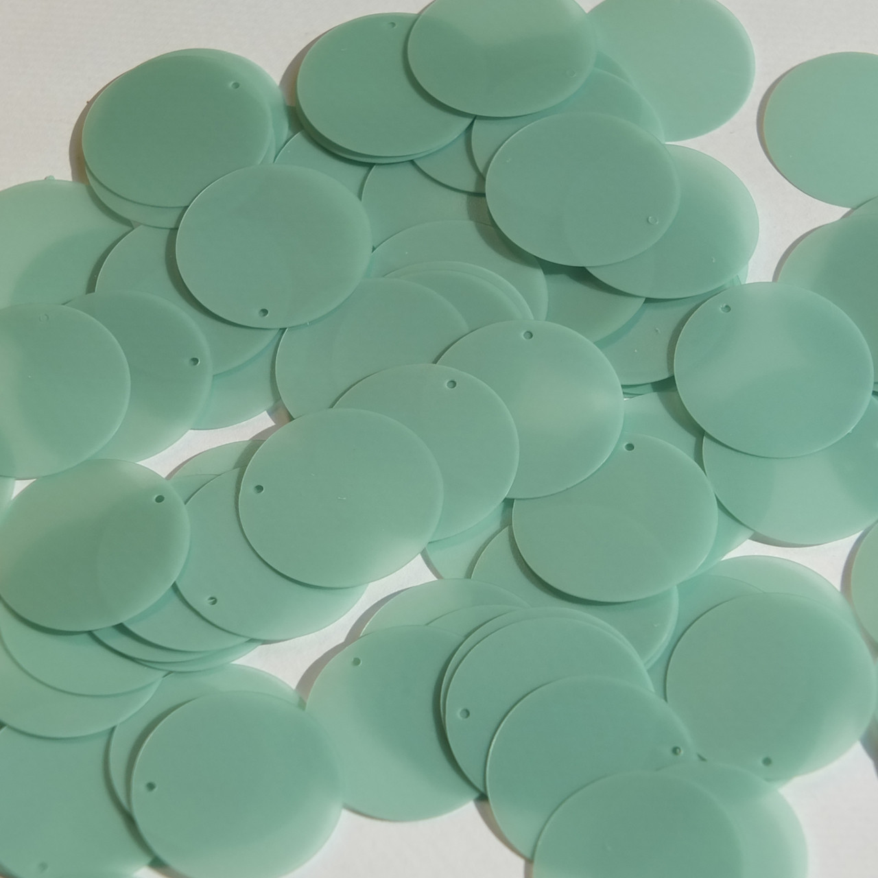 Round Sequin 24mm Seafoam Blue Green Transparent Satin and Matte Duo Two Sided