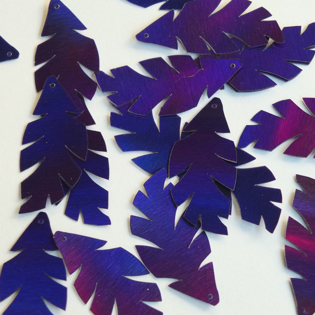 Palm Leaf Sequin 1.5" Deep Purple Lazersheen Reflective Metallic